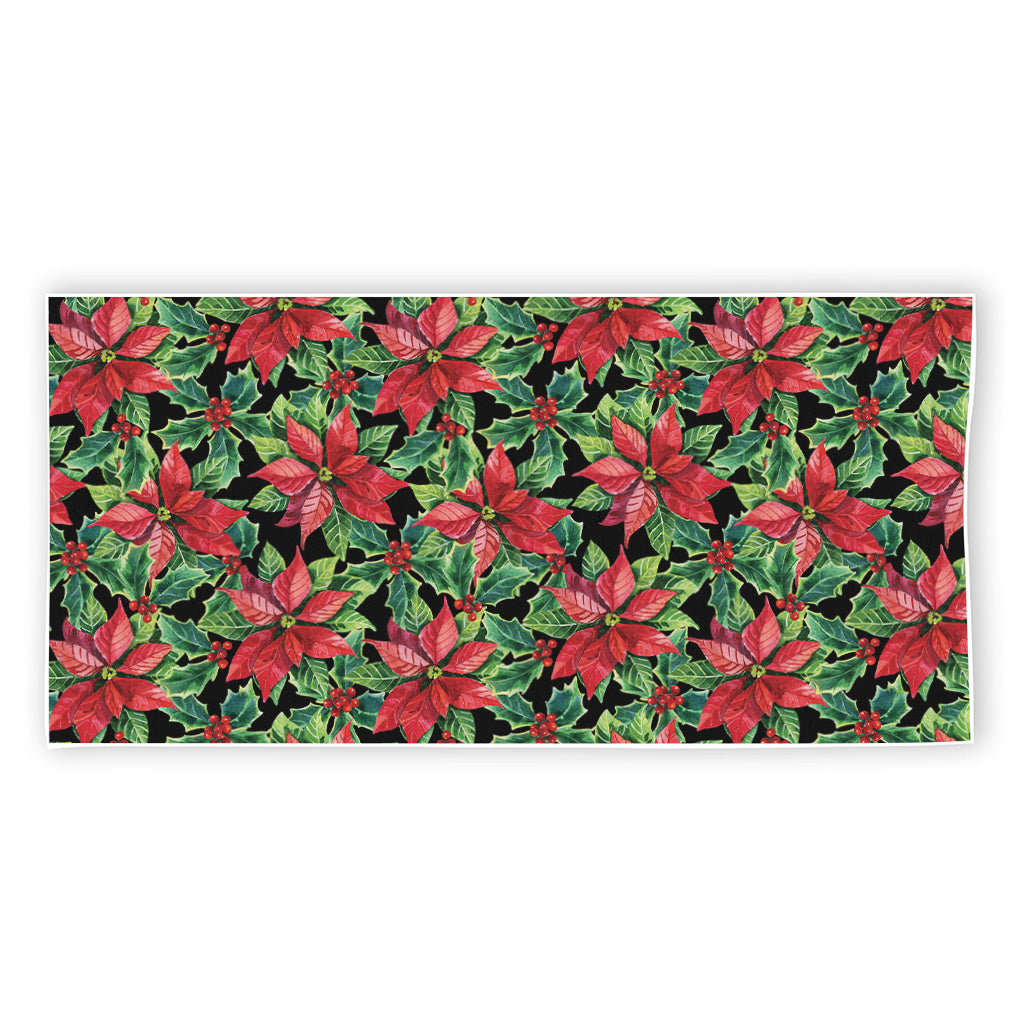 Watercolor Poinsettia Pattern Print Beach Towel