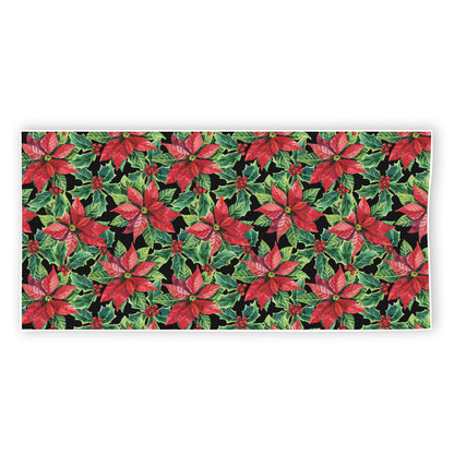 Watercolor Poinsettia Pattern Print Beach Towel