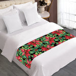 Watercolor Poinsettia Pattern Print Bed Runner
