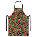 Watercolor Poinsettia Pattern Print Bib Apron With Pocket