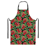Watercolor Poinsettia Pattern Print Bib Apron With Pocket