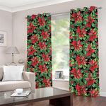 Watercolor Poinsettia Pattern Print Blackout Grommet Curtains