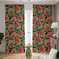 Watercolor Poinsettia Pattern Print Dimout Pencil Pleat Curtains