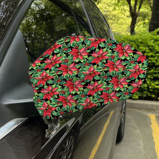 Watercolor Poinsettia Pattern Print Car Side Mirror Covers