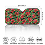 Watercolor Poinsettia Pattern Print Car Windshield Sun Shade