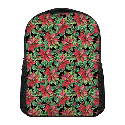 Watercolor Poinsettia Pattern Print Casual Backpack