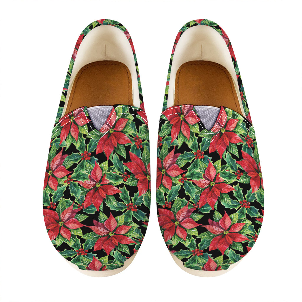 Watercolor Poinsettia Pattern Print Casual Shoes