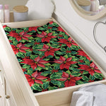 Watercolor Poinsettia Pattern Print Changing Pad Cover