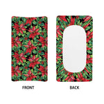 Watercolor Poinsettia Pattern Print Changing Pad Cover