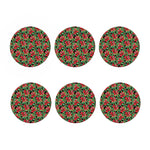 Watercolor Poinsettia Pattern Print Coaster Set