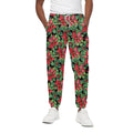 Watercolor Poinsettia Pattern Print Cotton Sweatpants