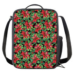 Watercolor Poinsettia Pattern Print Crossbody Lunch Bag