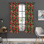 Watercolor Poinsettia Pattern Print Curtain