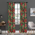 Watercolor Poinsettia Pattern Print Curtain