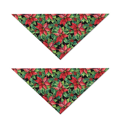 Watercolor Poinsettia Pattern Print Dog Bandana