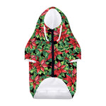 Watercolor Poinsettia Pattern Print Dog Zip Up Hoodie