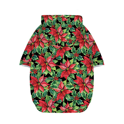 Watercolor Poinsettia Pattern Print Dog Zip Up Hoodie