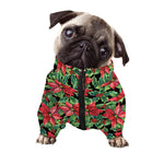 Watercolor Poinsettia Pattern Print Dog Zip Up Jacket