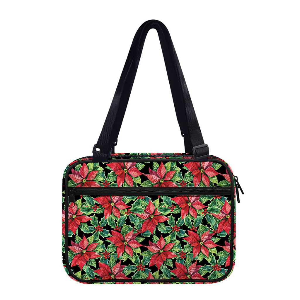 Watercolor Poinsettia Pattern Print Double Strap Bible Bag