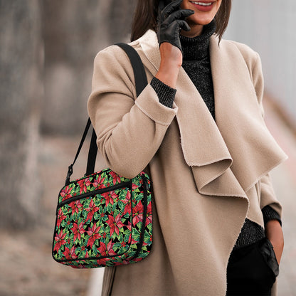 Watercolor Poinsettia Pattern Print Double Strap Bible Bag