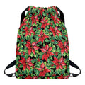 Watercolor Poinsettia Pattern Print Drawstring Backpack