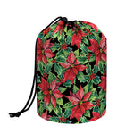 Watercolor Poinsettia Pattern Print Drawstring Makeup Bag