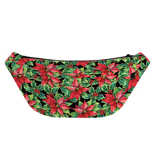 Watercolor Poinsettia Pattern Print Fanny Pack