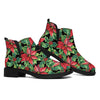 Watercolor Poinsettia Pattern Print Flat Ankle Boots