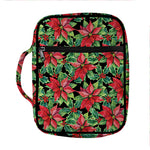 Watercolor Poinsettia Pattern Print Front Pocket Bible Bag