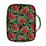 Watercolor Poinsettia Pattern Print Front Pocket Bible Bag