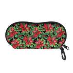 Watercolor Poinsettia Pattern Print Glasses Case