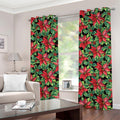 Watercolor Poinsettia Pattern Print Grommet Curtains