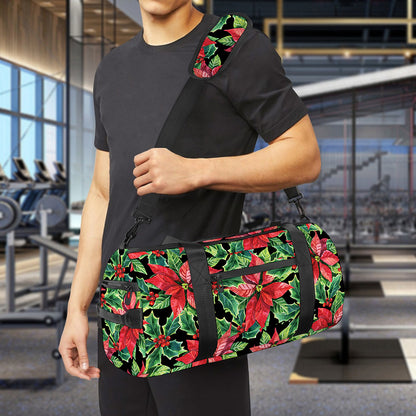 Watercolor Poinsettia Pattern Print Gym Bag