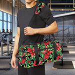 Watercolor Poinsettia Pattern Print Gym Bag