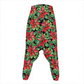 Watercolor Poinsettia Pattern Print Hammer Pants