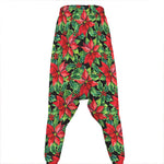 Watercolor Poinsettia Pattern Print Hammer Pants