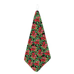 Watercolor Poinsettia Pattern Print Hand Towel