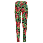 Watercolor Poinsettia Pattern Print High-Waisted Pocket Leggings