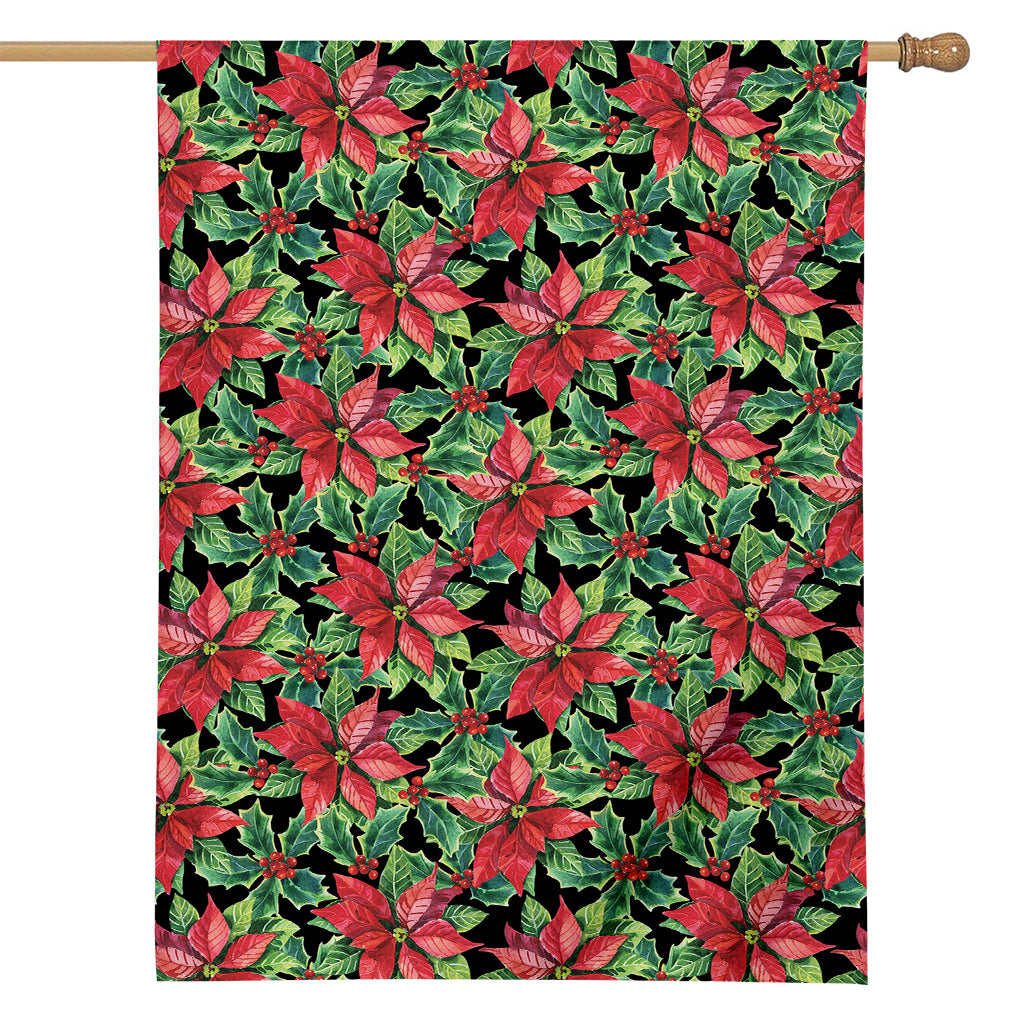 Watercolor Poinsettia Pattern Print House Flag