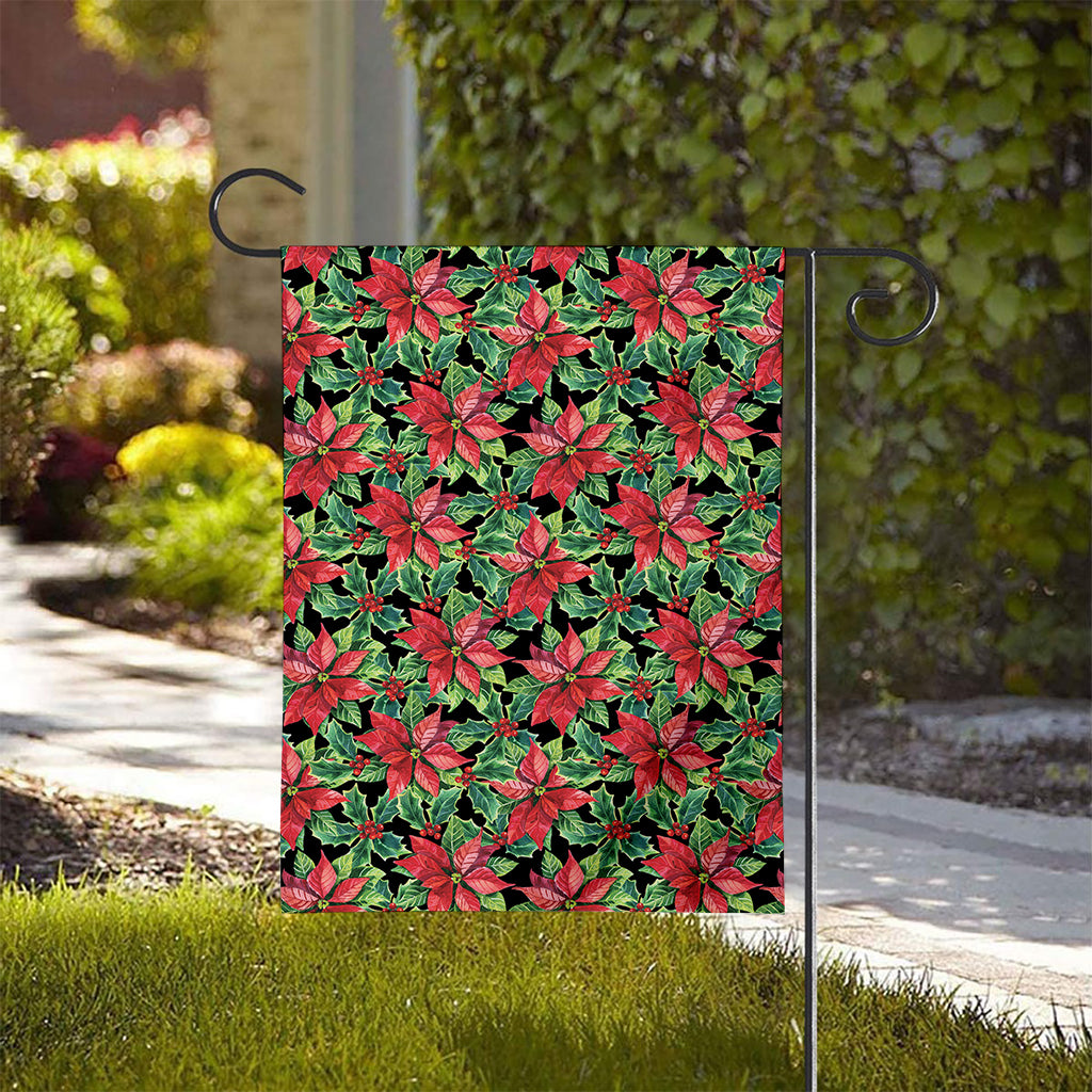 Watercolor Poinsettia Pattern Print House Flag