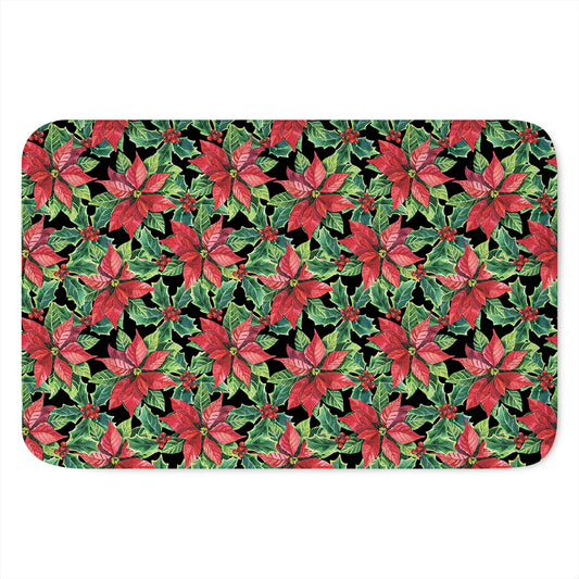 Watercolor Poinsettia Pattern Print Indoor Door Mat