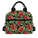 Watercolor Poinsettia Pattern Print Insulated Lunch Bag