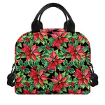 Watercolor Poinsettia Pattern Print Insulated Lunch Bag