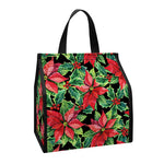 Watercolor Poinsettia Pattern Print Insulated Lunch Tote