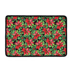 Watercolor Poinsettia Pattern Print Kitchen Mat