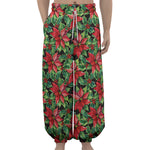 Watercolor Poinsettia Pattern Print Lantern Pants