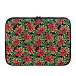 Watercolor Poinsettia Pattern Print Laptop Sleeve