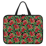 Watercolor Poinsettia Pattern Print Laptop Sleeve With Handle