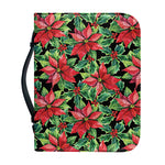 Watercolor Poinsettia Pattern Print Leather Bible Cover