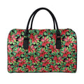 Watercolor Poinsettia Pattern Print Leather Duffel Bag